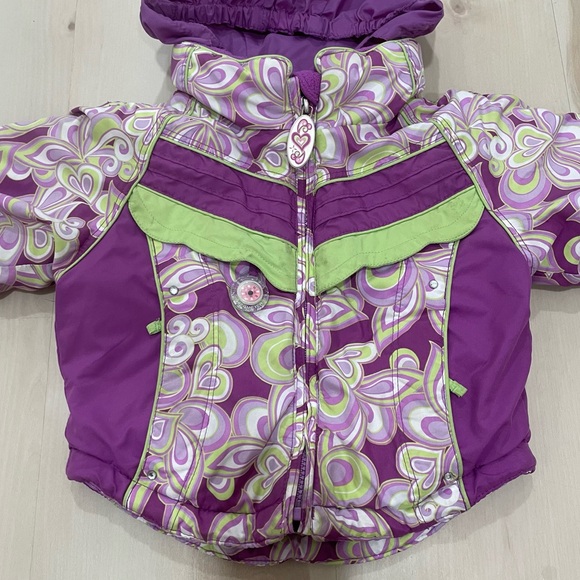 Obermeyer Toddler Winter Coat Girls Size 2 Flower Child Purple and Green. - Picture 2 of 14